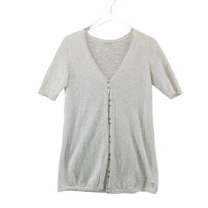 Eileen Fisher Linen Blend Long Line‎ Short Sleeve Cardigan Size Small White